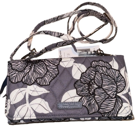 Vera Bradley crossbody Wallet purse slim NEW gray moon shadow meadow NWT - Picture 6 of 6